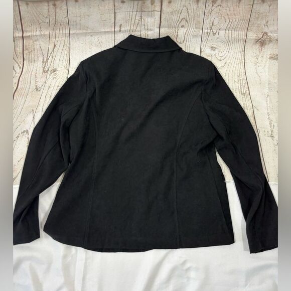 Black Women’s Blazer with Rust Metal Ring Pocket Detail Classic & Chic - Picture 2 of 7